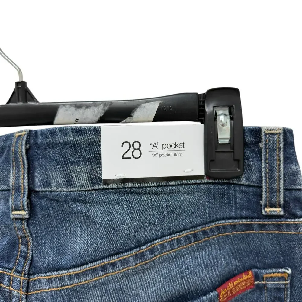 NWT 7 For All Mankind A Pocket Flare‎ Distressed Jeans Women’s Size 28